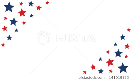 USA Patriotic Corner Stars Banner on White Background, Red and Blue American Star Confetti Frame, Minimal Vector Decoration for Independence Day, Fourth of July and 250 Anniversary Celebration USA Patriotic Corner Stars Banner on White Background, Red and Blue American Star Confetti Frame, Minimal Vector Decoration for Independence Day, Fourth of July and 250 Anniversary Celebration 141019553