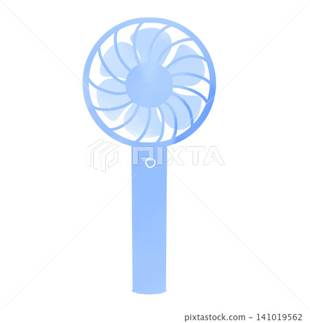 Light blue handheld fan - watercolor-style illustration material 141019562