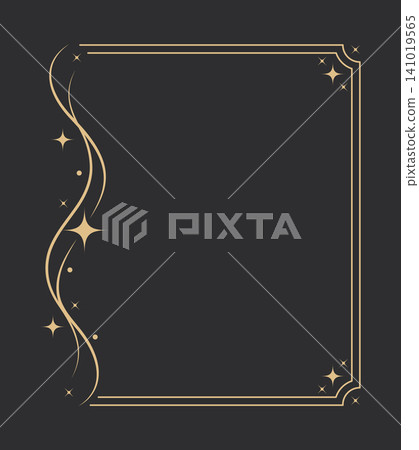 Gold Celestial Sparkle Frame Vector Design on Dark Background, Luxury Magic Swirl Border with Twinkle Stars, Elegant Decorative Template for Wedding Invitation, Logo and Graphic Layout Gold Celestial Sparkle Frame Vector Design on Dark Background, Luxury Magic Swirl Border with Twinkle Stars, Elegant Decorative Template for Wedding Invitation, Logo and Graphic Layout 141019565