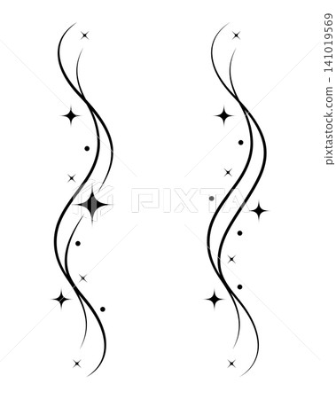 Black Celestial Sparkle Border Elements, Minimal Vertical Magic Swirl Trails with Twinkle Stars and Dust, Elegant Vector Decorative Set for Invitation, Wedding, Logo and Graphic Design Black Celestial Sparkle Border Elements, Minimal Vertical Magic Swirl Trails with Twinkle Stars and Dust, Elegant Vector Decorative Set for Invitation, Wedding, Logo and Graphic Design 141019569