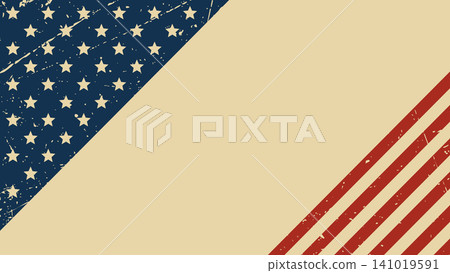 Vintage American Patriotic Copy Space Background with Flag Corner, Distressed Stars and Diagonal Red Stripes for July Fourth, Memorial Tribute and National Celebration Vintage American Patriotic Copy Space Background with Flag Corner, Distressed Stars and Diagonal Red Stripes for July Fourth, Memorial Tribute and National Celebration 141019591