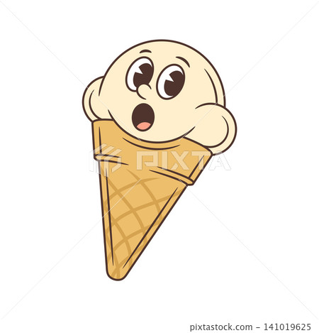 Surprised Ice Cream Cone With A Shocked Face Retro Cartoon Character Vector Illustration Surprised Ice Cream Cone With A Shocked Face Retro Cartoon Character Vector Illustration 141019625