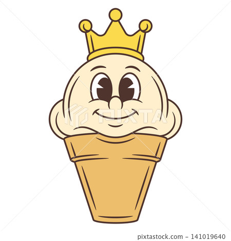 Royal Ice Cream Cone King With Crown Cartoon Character Vector Illustration Royal Ice Cream Cone King With Crown Cartoon Character Vector Illustration 141019640