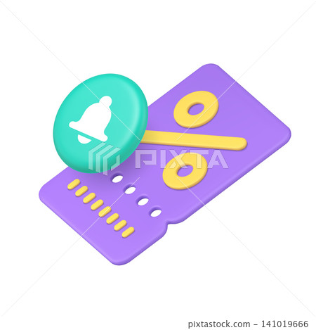 3d Realistic Icon Purple Coupon With Green Notification Bell For Discount Alert 3d Realistic Icon Purple Coupon With Green Notification Bell For Discount Alert 141019666