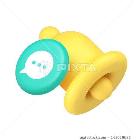 3d Realistic Icon Yellow Notification Bell With Blue Chat Message Symbol 3d Realistic Icon Yellow Notification Bell With Blue Chat Message Symbol 141019685