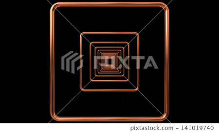 multiple square shaped bronze metal tunnel overlay background 3D Rendering multiple square shaped bronze metal tunnel overlay background 3D Rendering 141019740