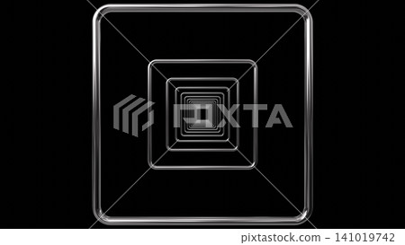 multiple square shaped silver metal tunnel overlay background 3D Rendering multiple square shaped silver metal tunnel overlay background 3D Rendering 141019742