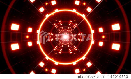 Red Dotted Lamp Circle tunnel Red Dotted Lamp Circle tunnel 141019750