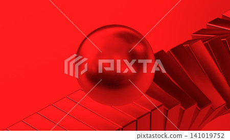 rolling red ball on the spinning boxes 3D Rendering rolling red ball on the spinning boxes 3D Rendering 141019752