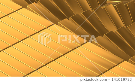 Rotated gold metal box Floor 3D Rendering Rotated gold metal box Floor 3D Rendering 141019753