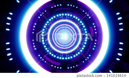 Glowing Multiple LED Neon Tunnel Background 141019814