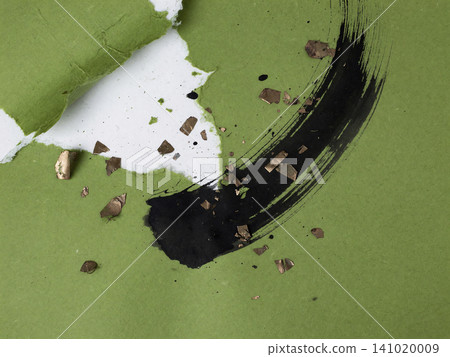 The dynamic background features torn matcha-colored washi paper and a single brushstroke of ink in the upper left corner. The dynamic background features torn matcha-colored washi paper and a single brushstroke of ink in the upper left corner. 141020009