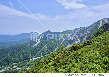 五月的翠綠景色,以及大山和劍峰山(均位於夏季健行路線上)。 五月的翠綠景色,以及大山和劍峰山(均位於夏季健行路線上)。 141020073