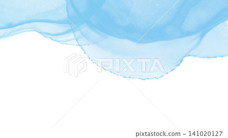 Light blue alcohol ink-style abstract background with top frame design and copy space. Light blue alcohol ink-style abstract background with top frame design and copy space. 141020127