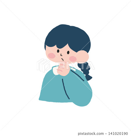 一位神情憂鬱的女性的插圖(上半身) 一位神情憂鬱的女性的插圖(上半身) 141020190