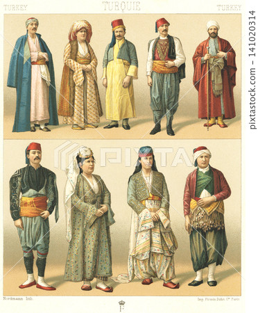 Illustration of Turkish traditional clothing Illustration of Turkish traditional clothing 141020314