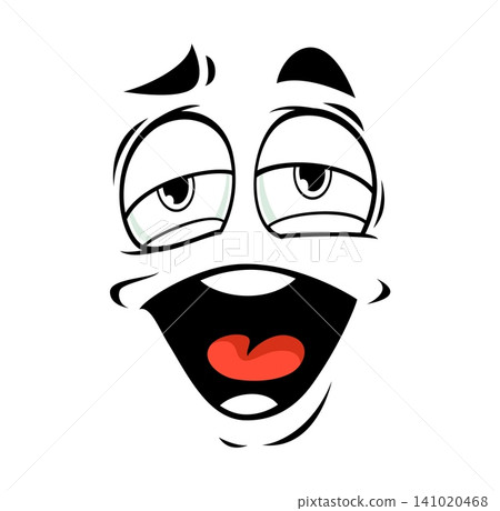 Fool silly face emoji with goofy eyes expression of dumb emotion with dull eyes and blank empty look. Cartoon face emoji with wacky emotion or lazy or sleepy tired comic or loony dummy expression Fool silly face emoji with goofy eyes expression of dumb emotion with dull eyes and blank empty look. Cartoon face emoji with wacky emotion or lazy or sleepy tired comic or loony dummy expression 141020468