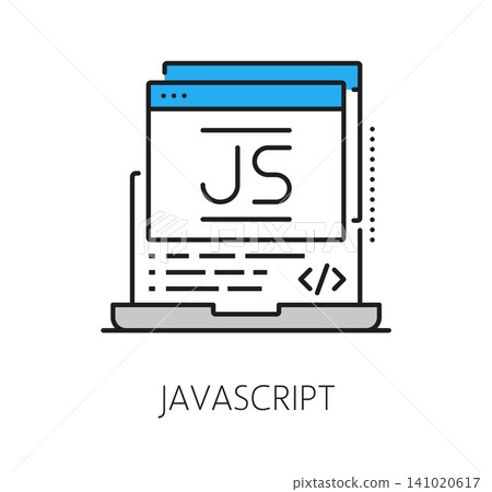 Software Javascript program code line icon or sign. Software programing outline sign, program code development icon. Computer system technology pictogram Software Javascript program code line icon or sign. Software programing outline sign, program code development icon. Computer system technology pictogram 141020617
