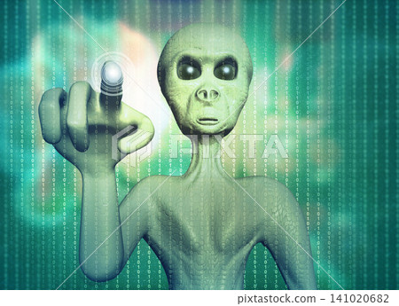 Alien on technology background 141020682