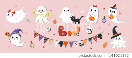 Playful Halloween ghost characters and holiday decor bundle Playful Halloween ghost characters and holiday decor bundle 141021122
