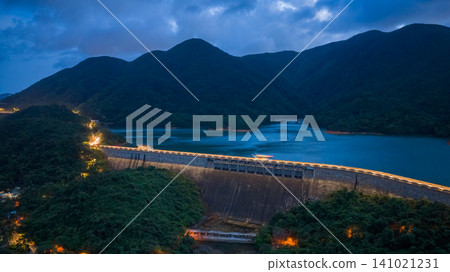 July 1 2026. Hong Kong Tai Tam Tuk Reservoir Dam Blue Hour July 1 2026. Hong Kong Tai Tam Tuk Reservoir Dam Blue Hour 141021231