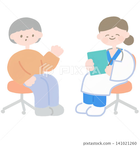 圖解:一位女醫師正在對病人進行病史詢問。 圖解:一位女醫師正在對病人進行病史詢問。 141021260