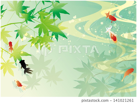 Summer cool Japanese style fresh green background Summer cool Japanese style fresh green background 141021261