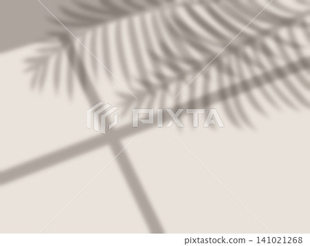 Background image featuring palm leaves and window shadows projected onto a brown wall. 141021268
