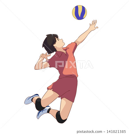 A volleyball player spiking the ball, volleyball A volleyball player spiking the ball, volleyball 141021385