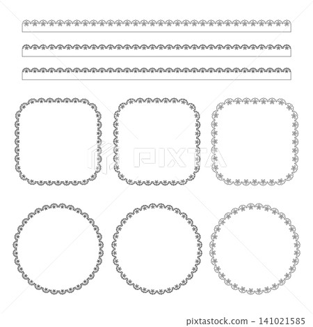 A lace frame set featuring line drawings with small floral patterns. A lace frame set featuring line drawings with small floral patterns. 141021585