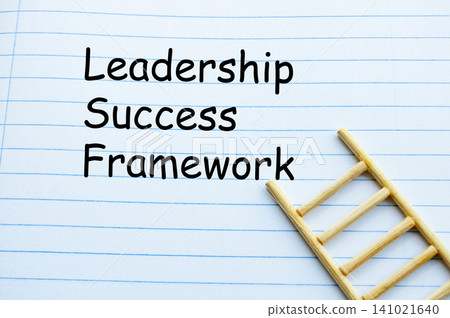 Leadership Success Framework Concept with Wooden Ladder on Notepad Card. 141021640