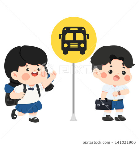 Children Waiting for School Bus Children Waiting for School Bus 141021900