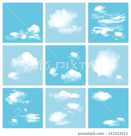 Illustration set of clouds floating in a blue sky (variations) Illustration set of clouds floating in a blue sky (variations) 141022013