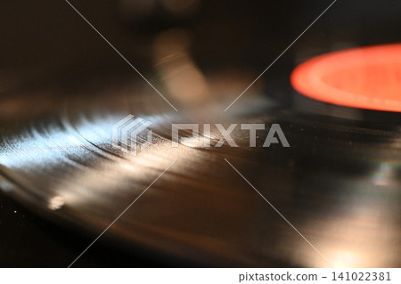The surface and grooves of an analog record 141022381