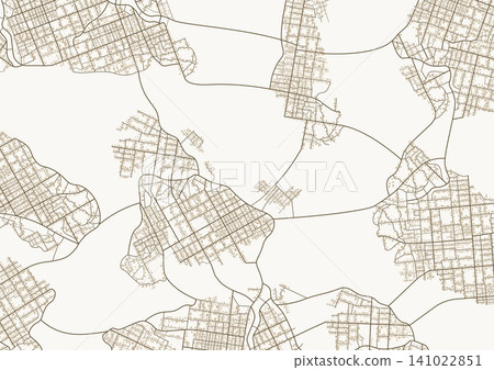 Generic city map with signs of streets, roads and house. Abstract navigation plan of urban area. Simple scheme of city. Colored flat, editable illustration. 141022851