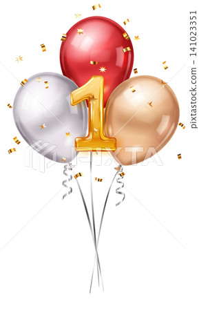 Birthday balloon celebration with number 1. Birthday balloon celebration with number 1. 141023351