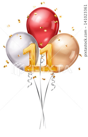 Happy birthday balloons for 11 years. Happy birthday balloons for 11 years. 141023361