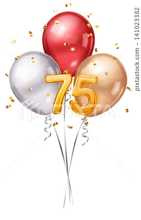 75th birthday celebration balloons. 141023382