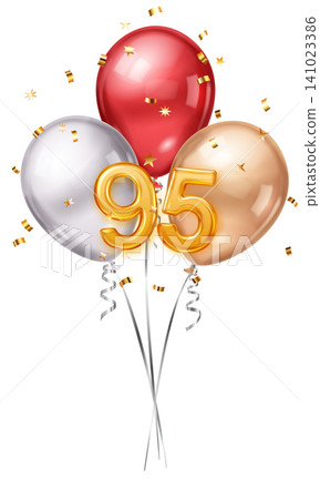 Happy 95th birthday celebration balloons. Happy 95th birthday celebration balloons. 141023386