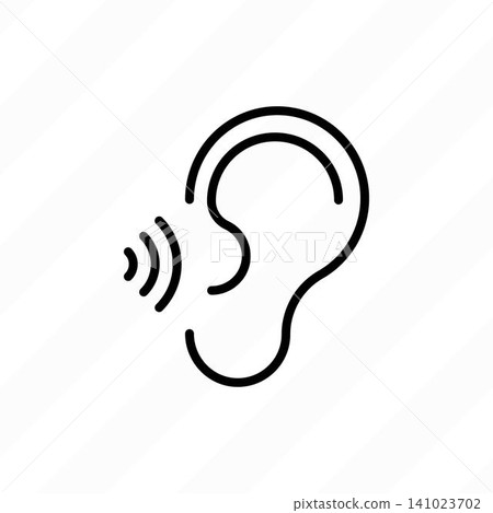 Accessible hearing assistance icon for inclusive public spaces and beach facilities. Thin line icon. Vector illustration. Accessible hearing assistance icon for inclusive public spaces and beach facilities. Thin line icon. Vector illustration. 141023702