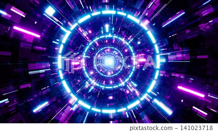 Flowing Neon Data in the Cyber Technology Tunnel Flowing Neon Data in the Cyber Technology Tunnel 141023718
