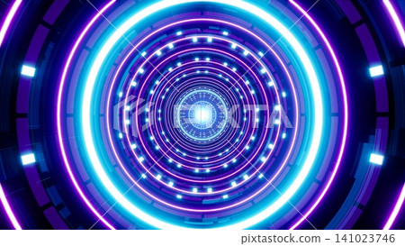 Multiple Concentric Neon Light Tunnel Multiple Concentric Neon Light Tunnel 141023746