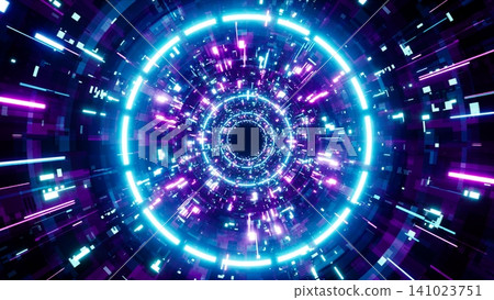 Neon Light Futuristic System Tunnel Art Neon Light Futuristic System Tunnel Art 141023751