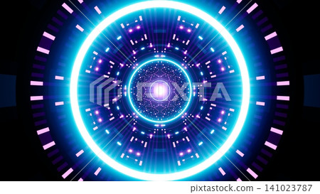 Geometric Dotted Pattern Neon Light in the Circle Tunnel Geometric Dotted Pattern Neon Light in the Circle Tunnel 141023787