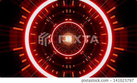 Circle and Dotted Red Light Tunnel Circle and Dotted Red Light Tunnel 141023797