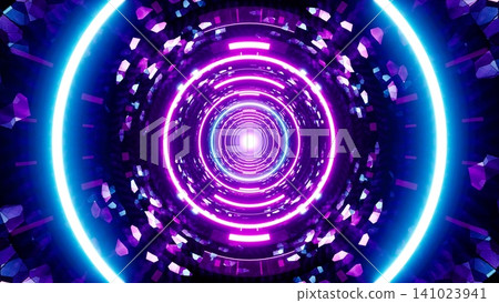 Pulsing Neon Circle Light in the Mosaic Pattern Tunnel Pulsing Neon Circle Light in the Mosaic Pattern Tunnel 141023941