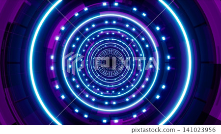 sci fi pattern tunnel art decorated with blue circle and dot pattern light sci fi pattern tunnel art decorated with blue circle and dot pattern light 141023956