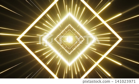 Yellow Light Trail Burst in the Diamond Shaped Tunnel 141023971