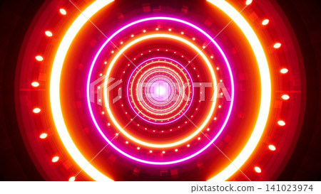 Purple Circle Lamp in the Red Light Tunnel Purple Circle Lamp in the Red Light Tunnel 141023974