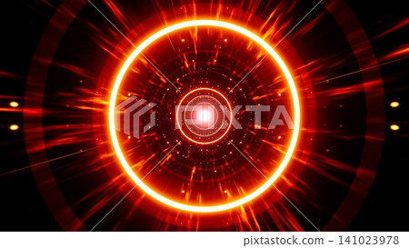 Red Light Circle with Energy Burst Red Light Circle with Energy Burst 141023978